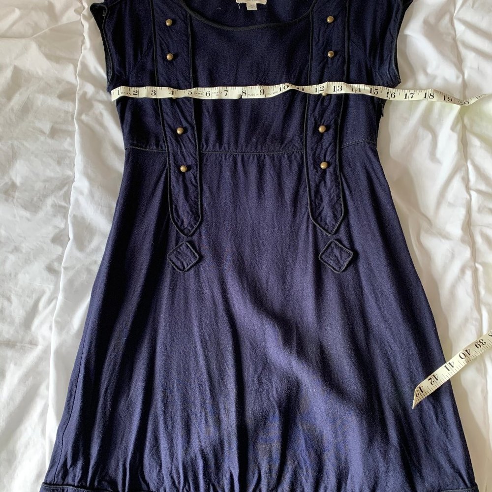 Silence+Noise Navy Military dress with Gold button
